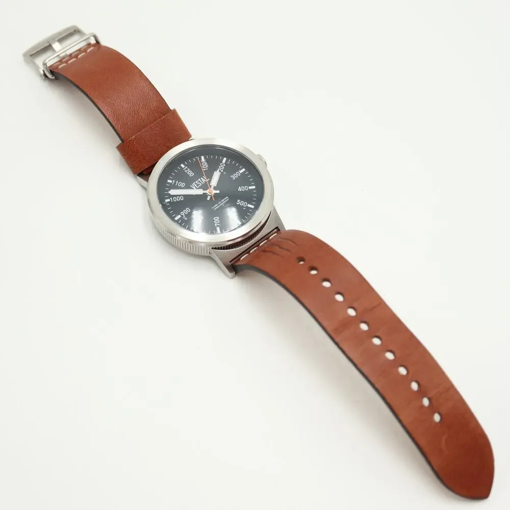 Vestal Retrofocus Mens 44mm Field Watch Monster Italian Leather w New Battery